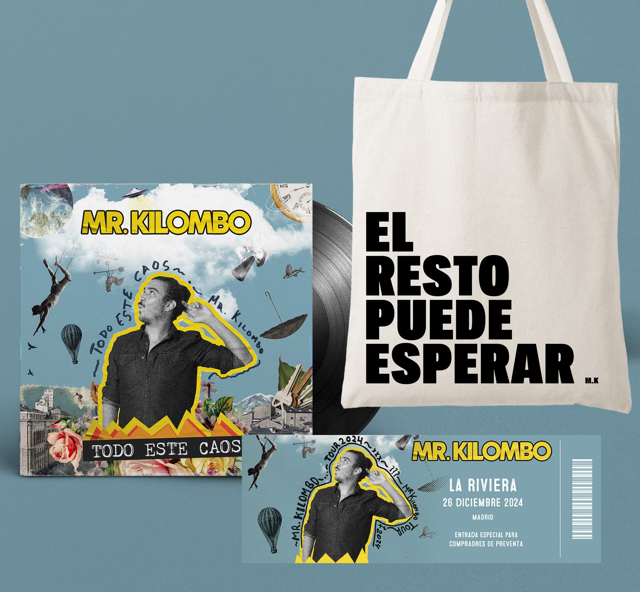 PREVENTA Mr. Kilombo -  Vinilo "Todo Este Caos" + tote bag + entrada Madrid